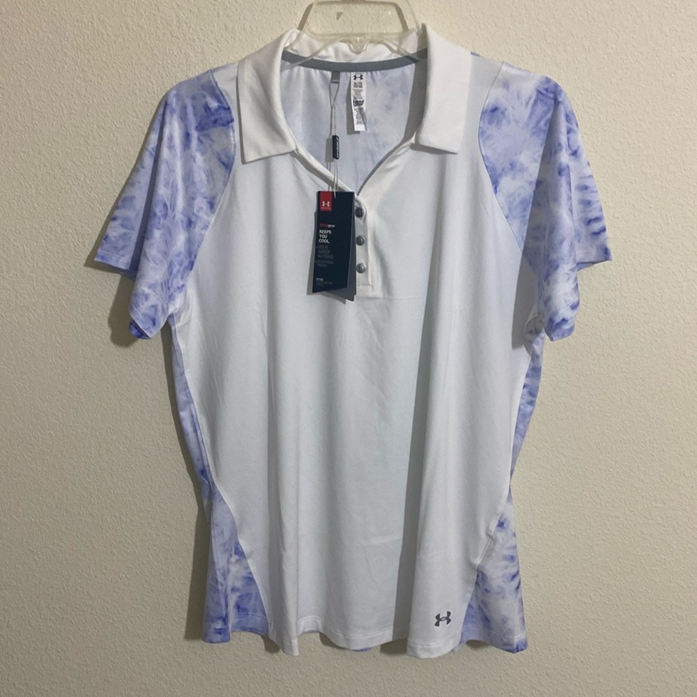 UNDER ARMOUR Women's Fitted Heat Gear Short Sleeve Golf Shirt Size XL